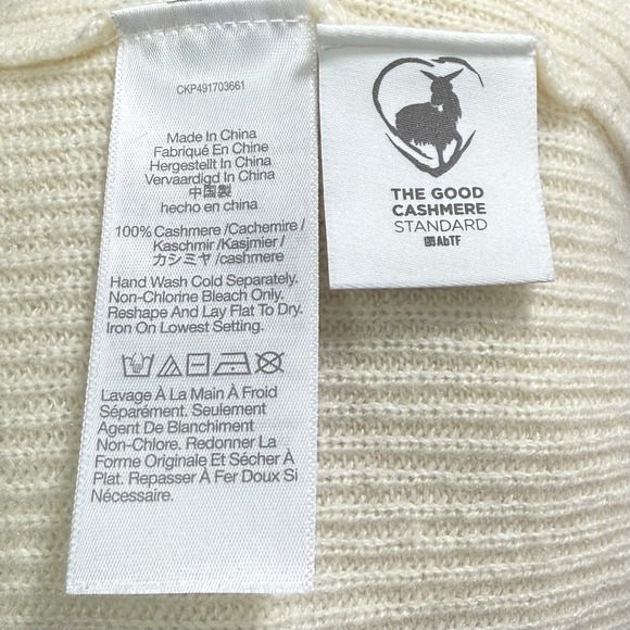 Madewell Sweater Women's S Cream 100% Cashmere V Neck Ribbed Knit Pullover - Picture 5 of 9